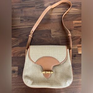 J. McLaughlin Crossbody Leather and Straw Bag